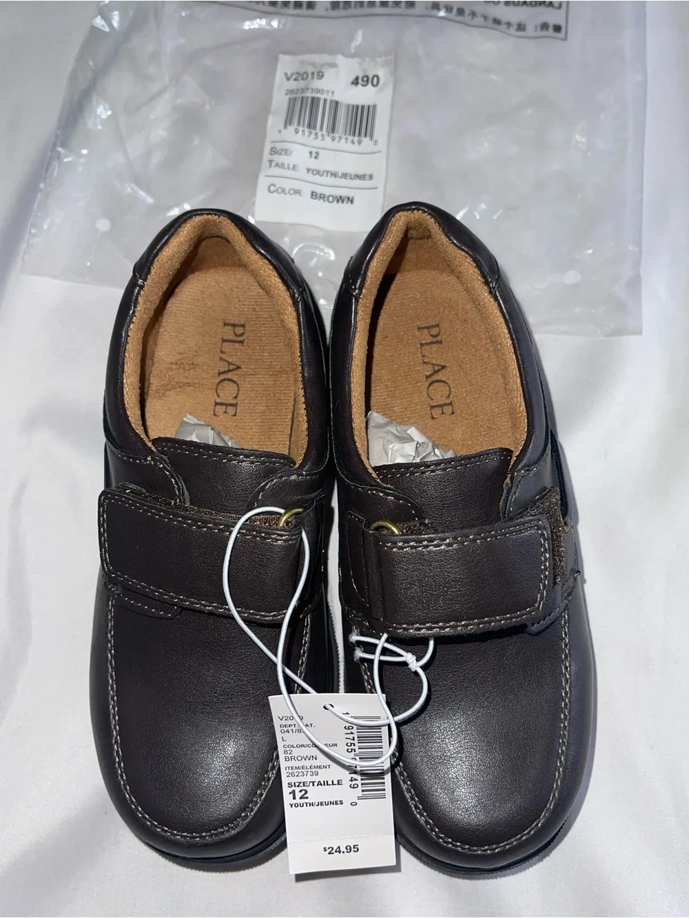 The Children's Place Brown Boys' Hook-and-Loop Slip-On Loafers